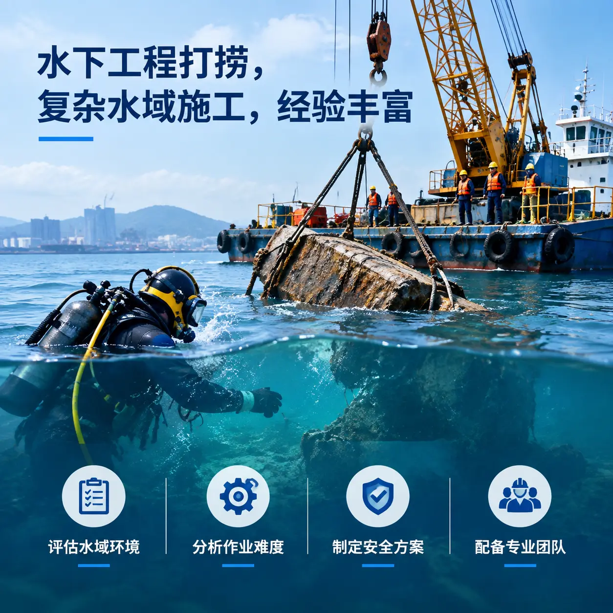 水下工程打捞,复杂水域施工,经验丰富颍东